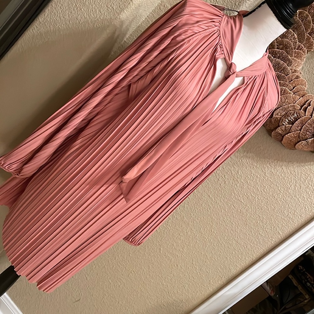 ZARA Pleated Dress . Rose color NEW with Tags
